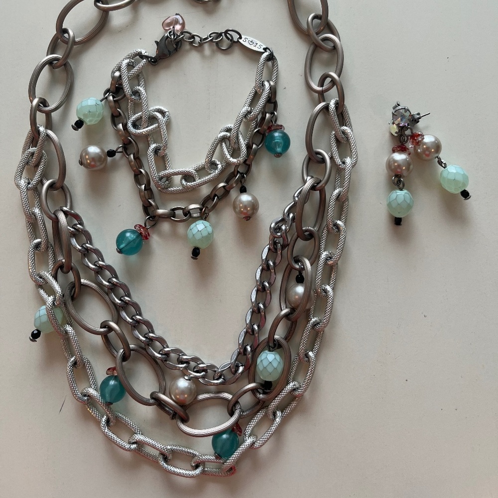 Sabika Blue and Silver Chain Set